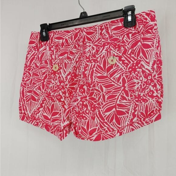 Lilly Pulitzer Punch Pink Stamped Print Callahan Shorts Women's Size 2 Pink Whit - Picture 4 of 6